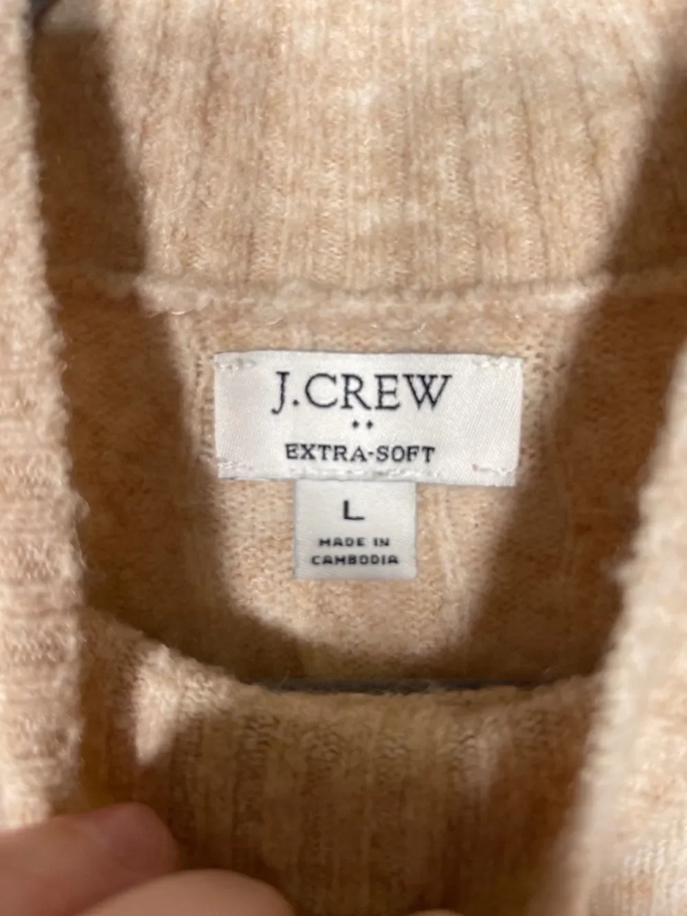 J. CREW WOMENS WOOL BLEND CABLE KNIT MOCK NECK SWEATER CREAM LARGE BU741